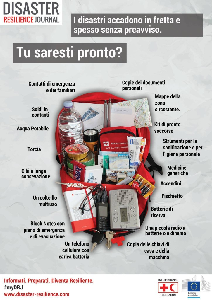 Sei pronto? Prepara lo zaino - kit d'emergenza di Protezione Civile -  Polizia Locale Riviera di Ponente